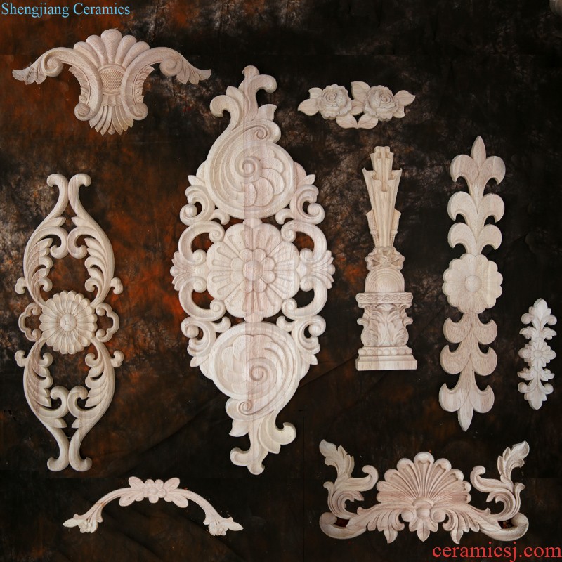 Dongyang woodcarving european-style decals solid wood carve patterns or designs on woodwork circular flower piece of solid wood applique adornment American woodcarving craft Angle