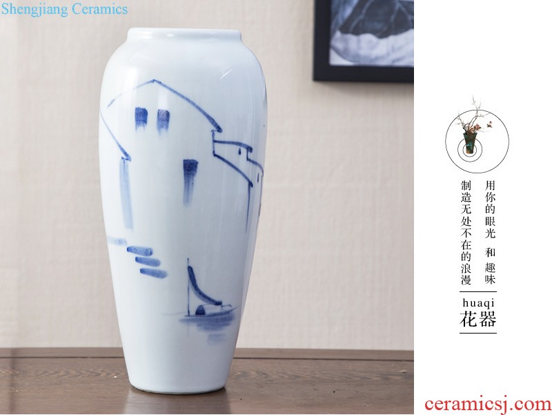 Jingdezhen ceramic hand-painted vases, dried flowers flower arrangement sitting room TV ark of new Chinese style household adornment handicraft furnishing articles