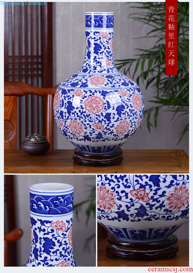 Jingdezhen ceramics of large vase furnishing articles large sitting room of Chinese style household adornment hand-painted porcelain arranging flowers