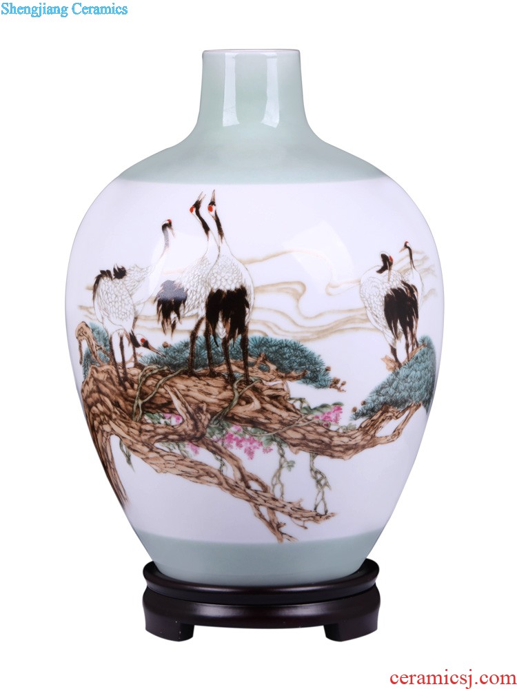 Jingdezhen ceramics hand-painted vases laughs a pastel New Chinese style household adornment rich ancient frame furnishing articles