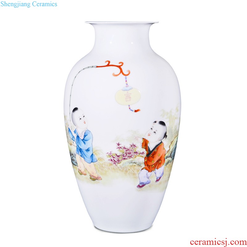 Master of jingdezhen ceramics hand-painted decorative flower vase new Chinese style living room TV cabinet porch is decorated collection