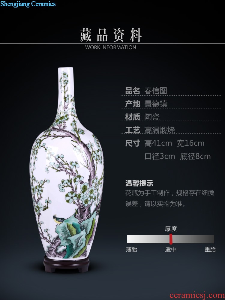 Jingdezhen ceramics vase Wang Yunxi hand-painted success of blue and white porcelain Contemporary sitting room handicraft furnishing articles