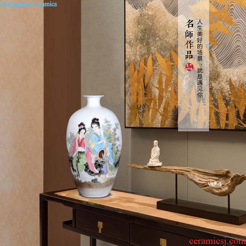 Jingdezhen ceramics vase Antique blue-and-white bound of lotus mei bottle decoration home furnishing articles in the living room