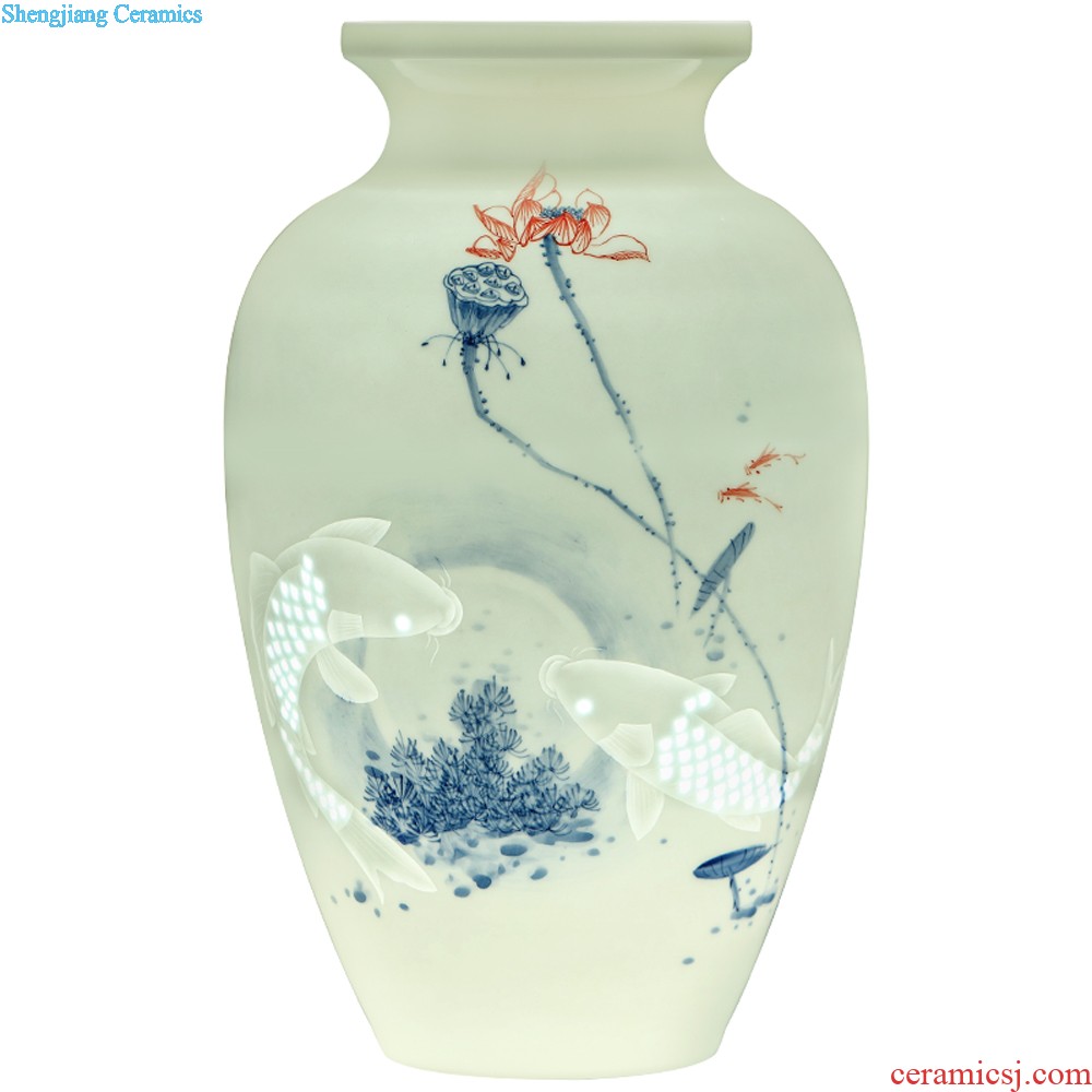 Jingdezhen ceramics vase antique blue and white landscape flower arranging, rich ancient frame sitting room adornment of Chinese style household furnishing articles