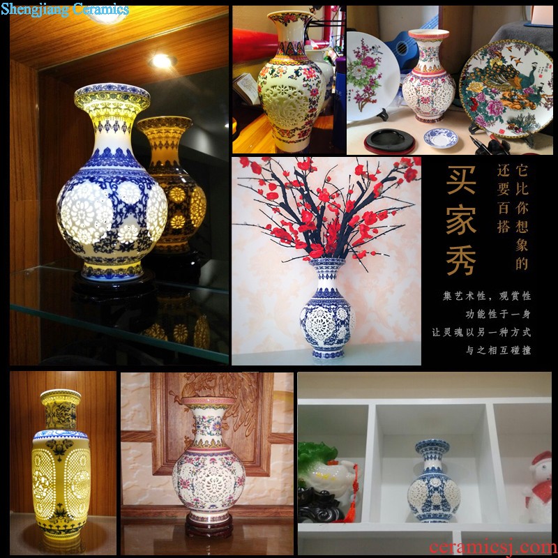 Jingdezhen ceramics furnishing articles hand-painted sabingga sukdun dergici jimbi hang dish by dish sitting room of Chinese style household decorative arts and crafts