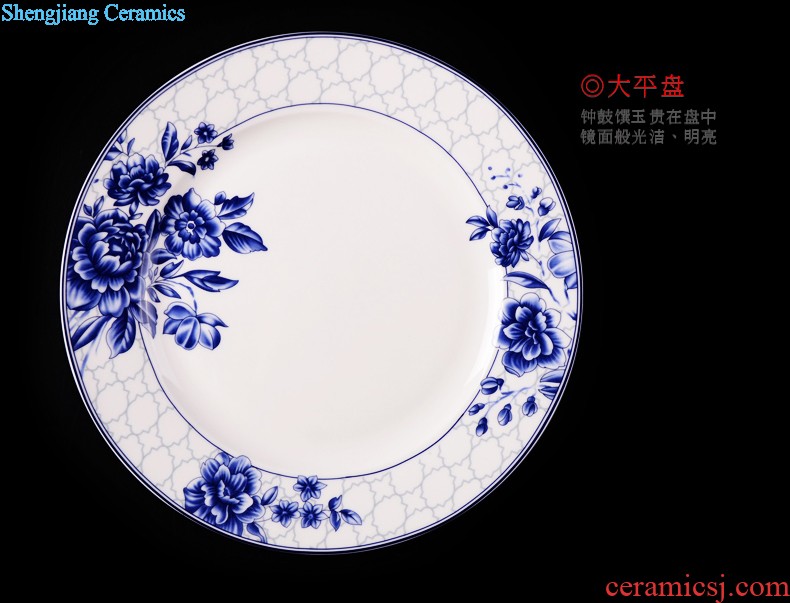 inky Jingdezhen ceramic tableware dishes suit 56 of the head of household bone bowls dish bowl chopsticks Chinese style