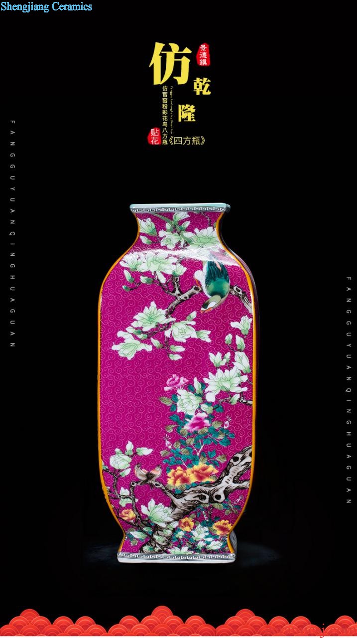 Jingdezhen ceramics powder enamel handpainted big vase landed large sitting room the hotel Chinese style adornment is placed at the door