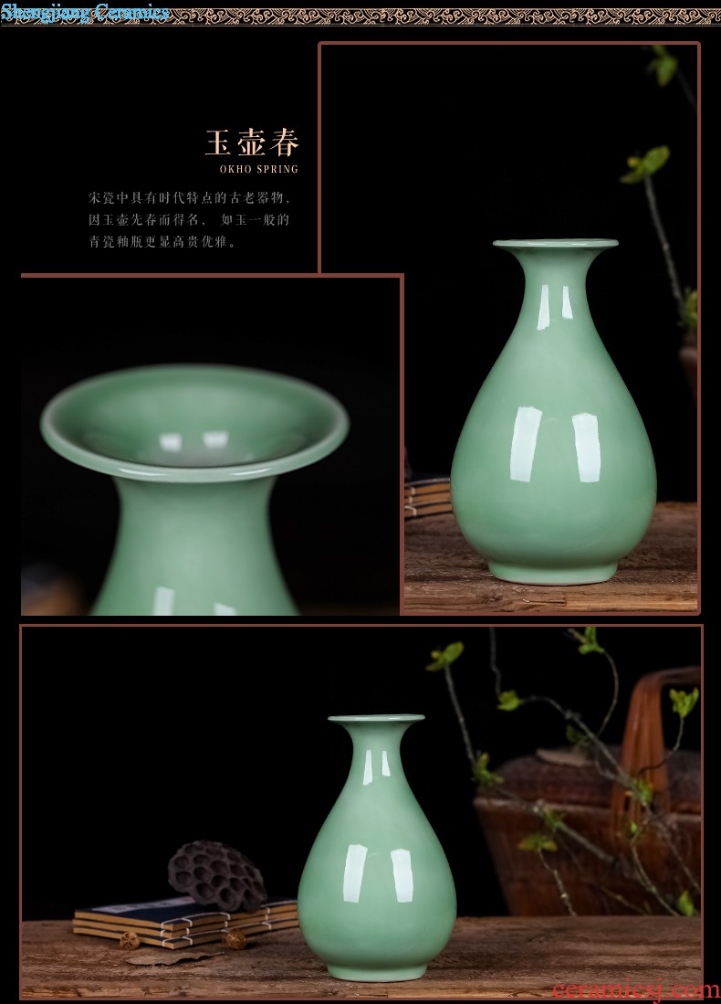 Jingdezhen chinaware lotus pomegranate vases, flower arrangement, zen new Chinese style household adornment rich ancient frame furnishing articles