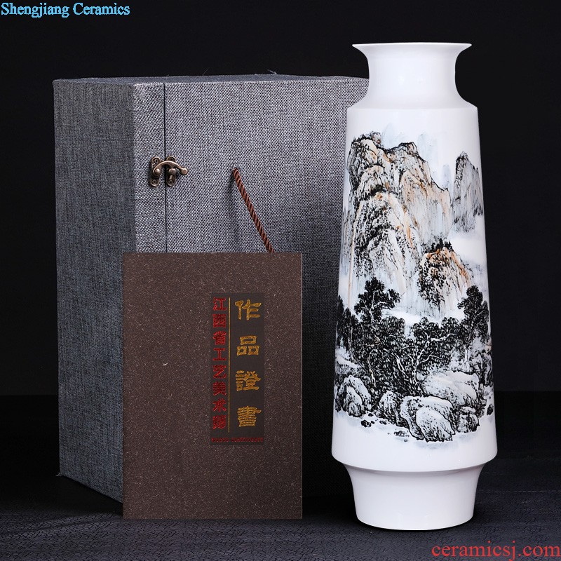 Jingdezhen ceramics hand-painted pastel landscape vases, flower arranging furnishing articles large The sitting room of Chinese style household ornaments