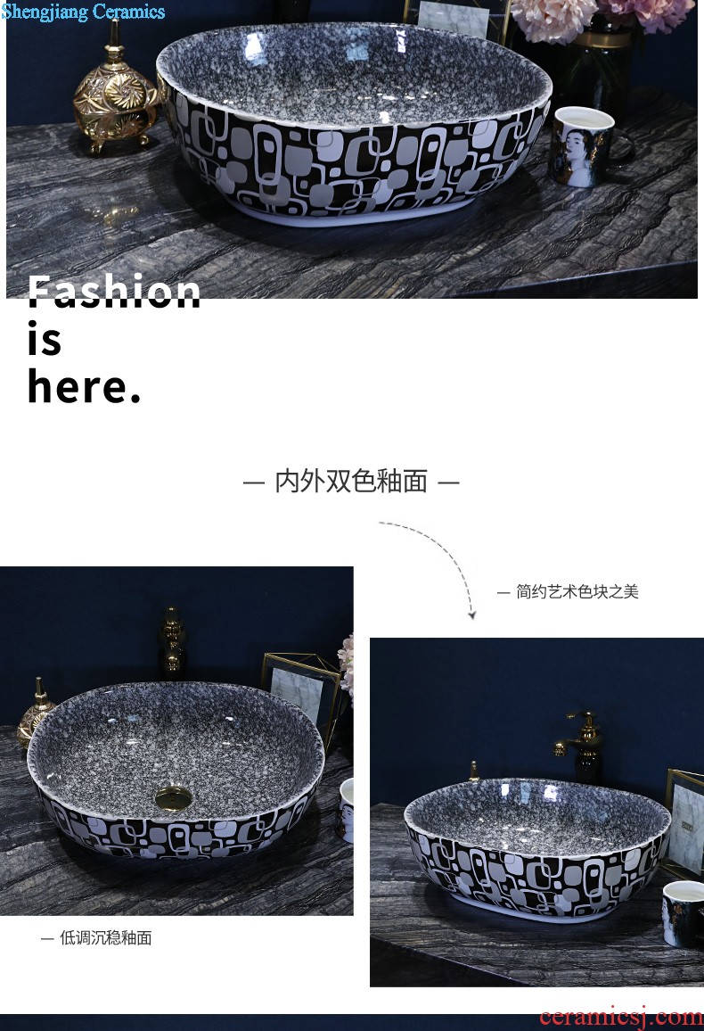 New Chinese style on the ceramic basin sink household toilet basin washing a face wash gargle oval art basin