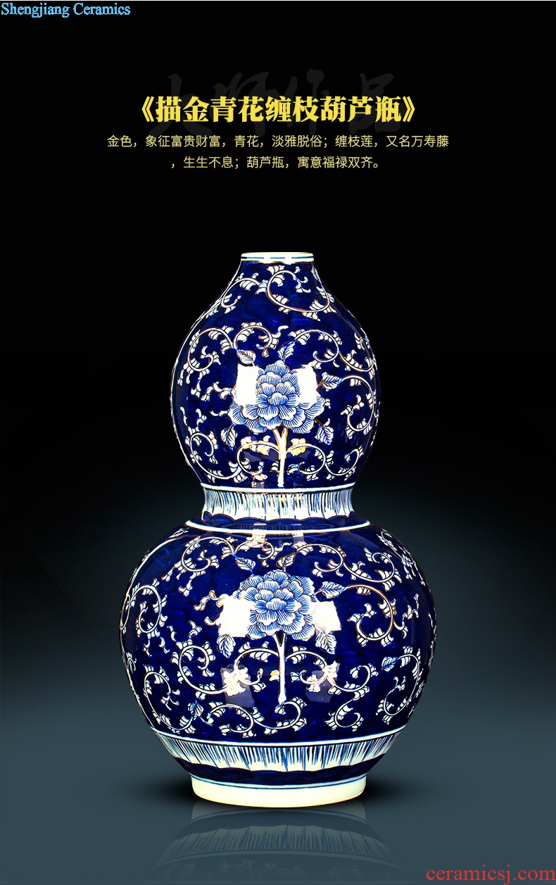 Jingdezhen ceramics vase the colour blue glaze decorations rich ancient frame place large new Chinese style living room office