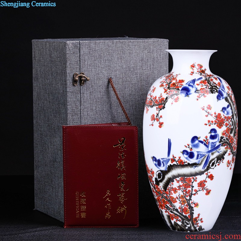 Jingdezhen blue and white color bucket vases, flower arranging device simulation ceramics dried flowers sitting room adornment new Chinese style household furnishing articles