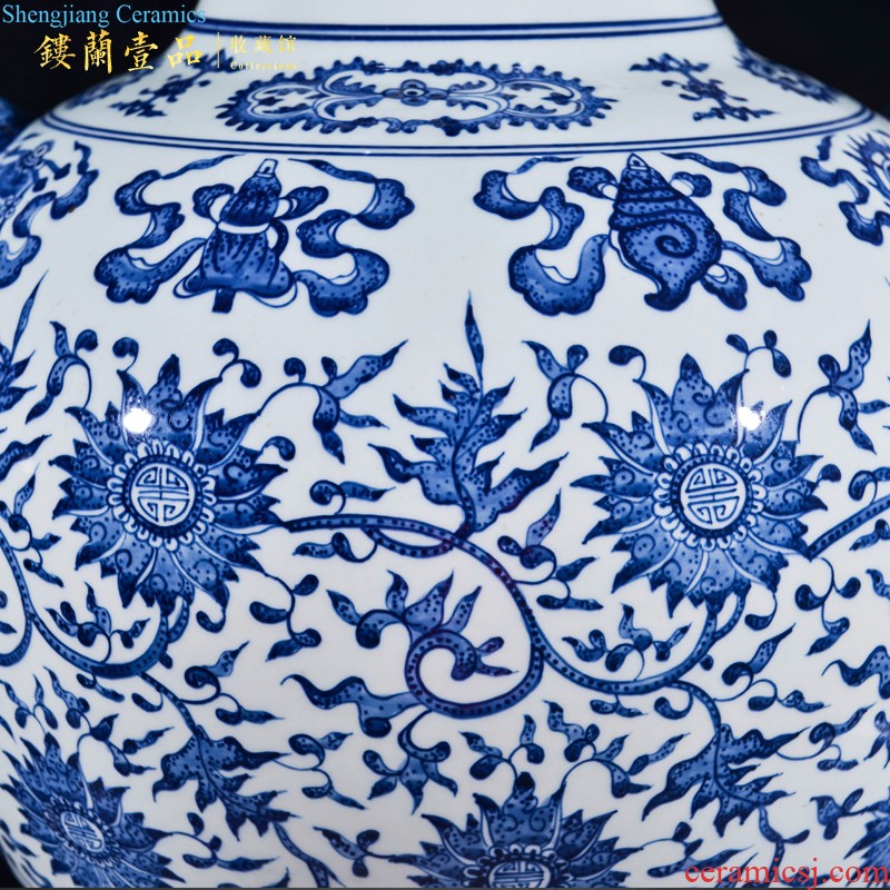 Jingdezhen ceramics hand-painted high copy qianlong bucket color flower vases, Chinese style household decorations collection furnishing articles