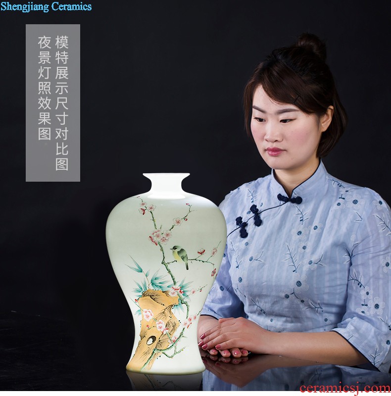 Jingdezhen ceramic masters hand-painted vases furnishing articles bamboo report peaceful living room TV cabinet porch decoration business gifts