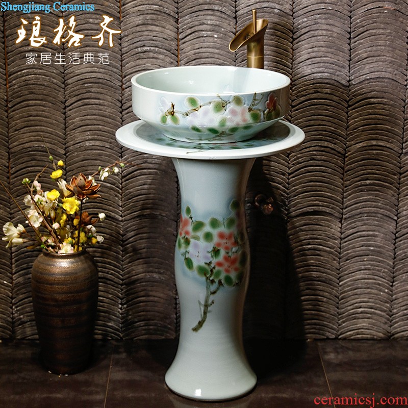 Art pillar basin ceramic floor pillar type lavatory toilet lavabo balcony one wash basin