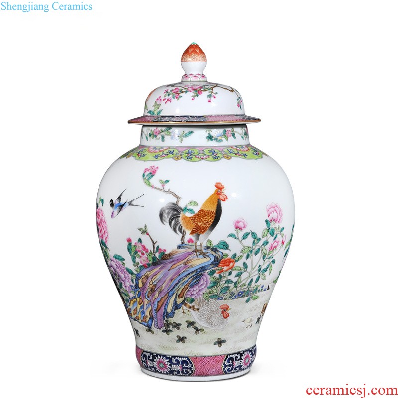 Jingdezhen ceramics imitation qing qianlong emperor kiln green pastel flowers around branches volume bottle mouth sitting room collection furnishing articles