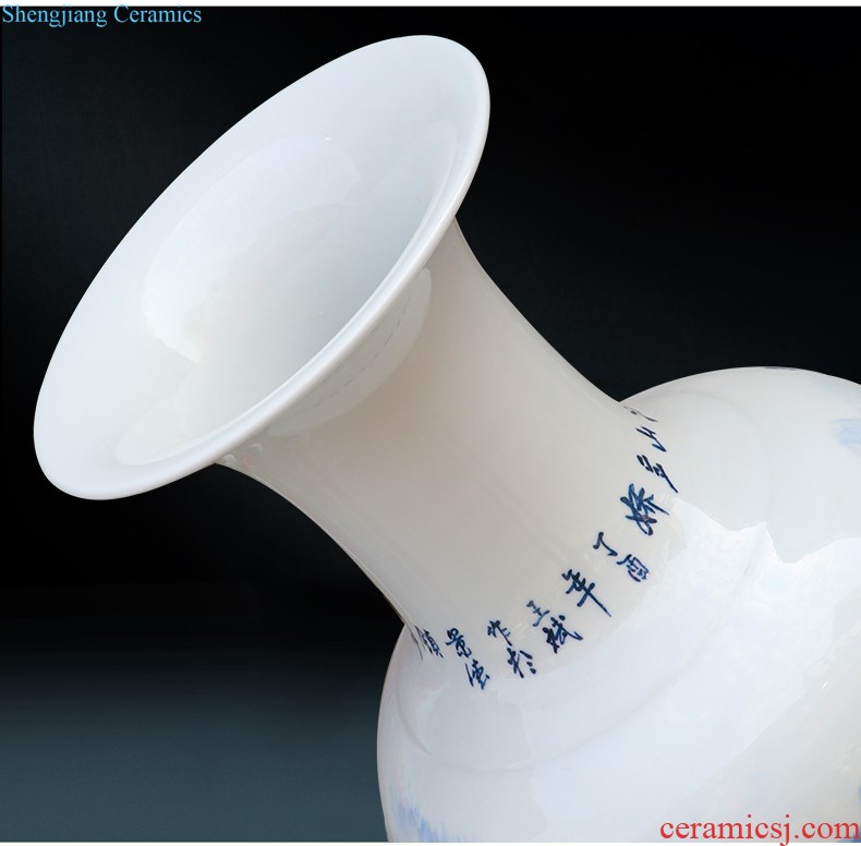 Jingdezhen ceramic vase furnishing articles list hand-painted blooming flowers flower implement Chinese style household adornment blue and white porcelain vase