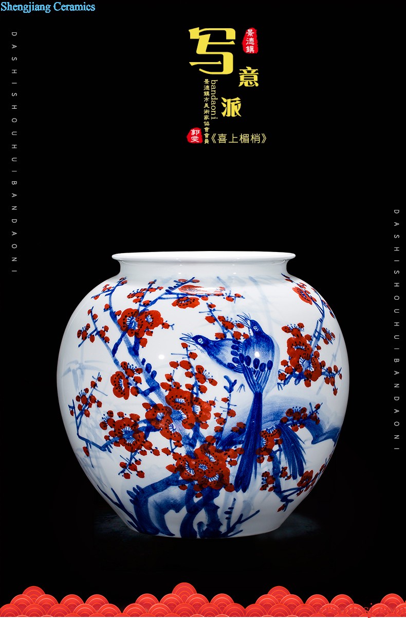 E150 jingdezhen ceramics all hand painted lotus lotus rhyme quiver of large vases, home furnishing articles adornment