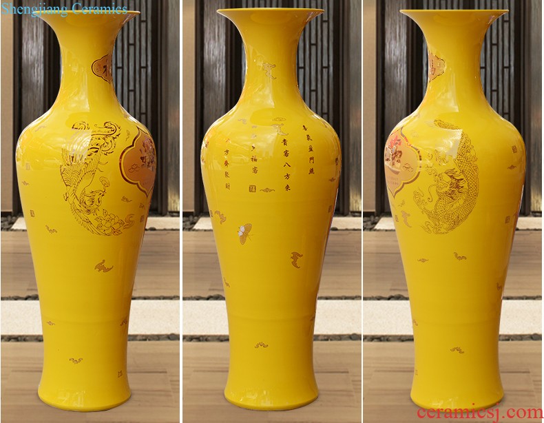 Jingdezhen ceramics yellow floret bottle of flower arranging furnishing articles of Chinese style living room TV cabinet household decorations arts and crafts