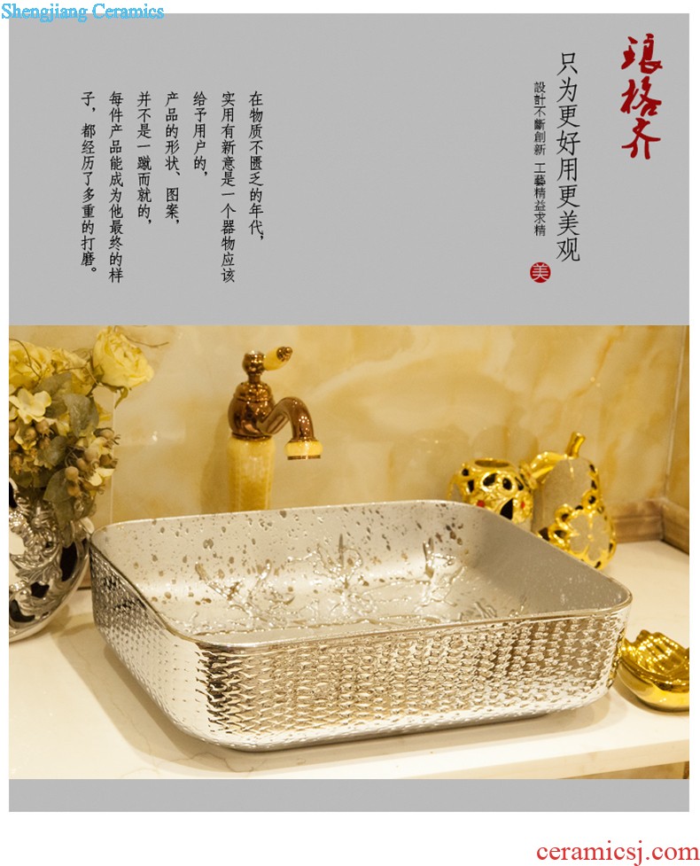 Post, qi stage basin ceramic lavabo gold-plated lavatory elliptical european-style bathroom art gold rings