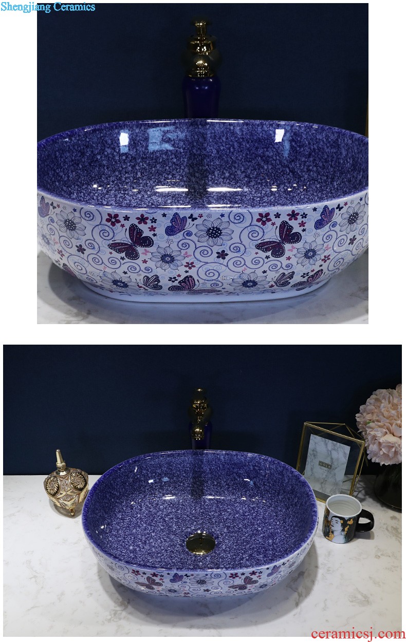 On the ceramic bowl wash gargle lavabo household elliptic art basin bathroom wash a face to face basin sink