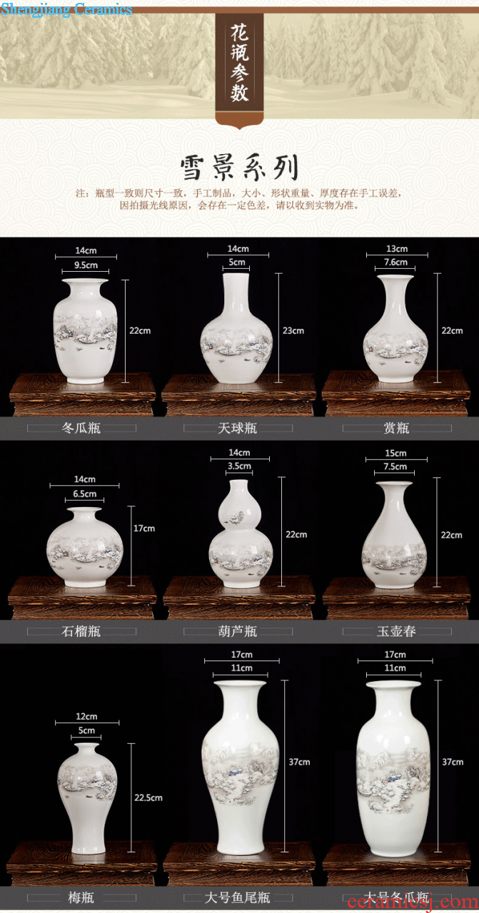 Jingdezhen ceramics three-piece floret bottle of Chinese style household living room TV cabinet decoration crafts are arranging flowers