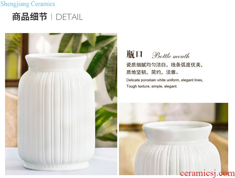 Jingdezhen ceramic dry flower vases, creative new Chinese style living room TV cabinet flower arranging household porcelain ornaments furnishing articles