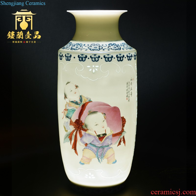 Jingdezhen ceramic hand-painted flower arranging thin body new Chinese style household vase sitting room porch decoration wedding gift furnishing articles