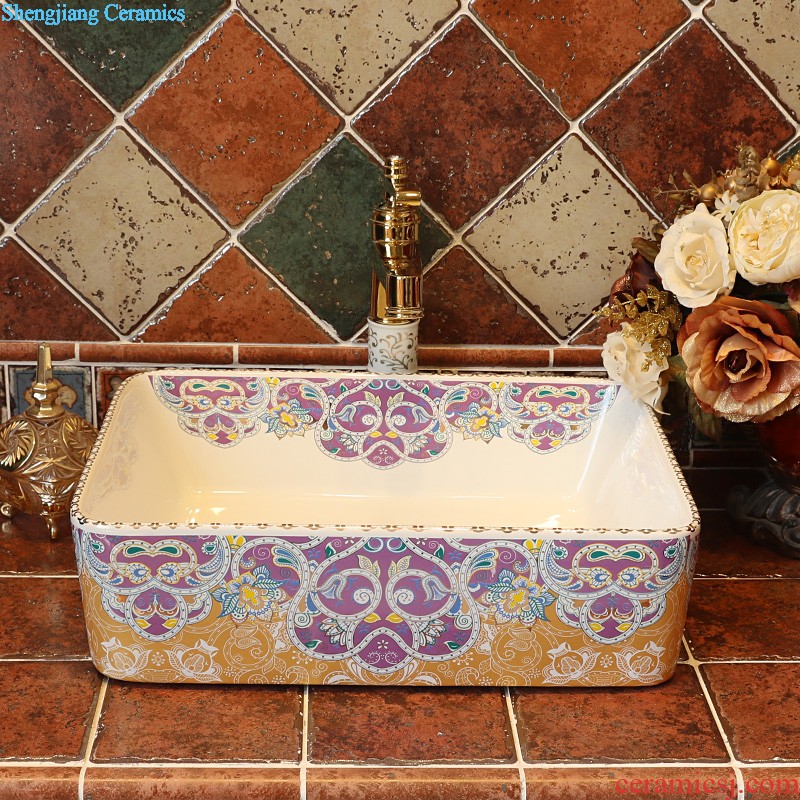 Gold cellnique modern stage basin rectangle ceramic art basin to wash their hands lavatory basin that wash a face plate of small size