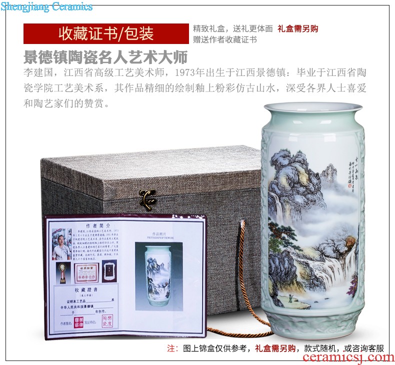 Jingdezhen ceramics vase sitting room place famous master hand draw pastel rich ancient frame home decoration decoration