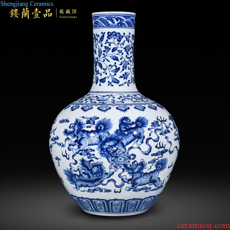 Jingdezhen ceramics hand-painted flower vase new Chinese style household living room TV cabinet craft decoration wedding furnishing articles