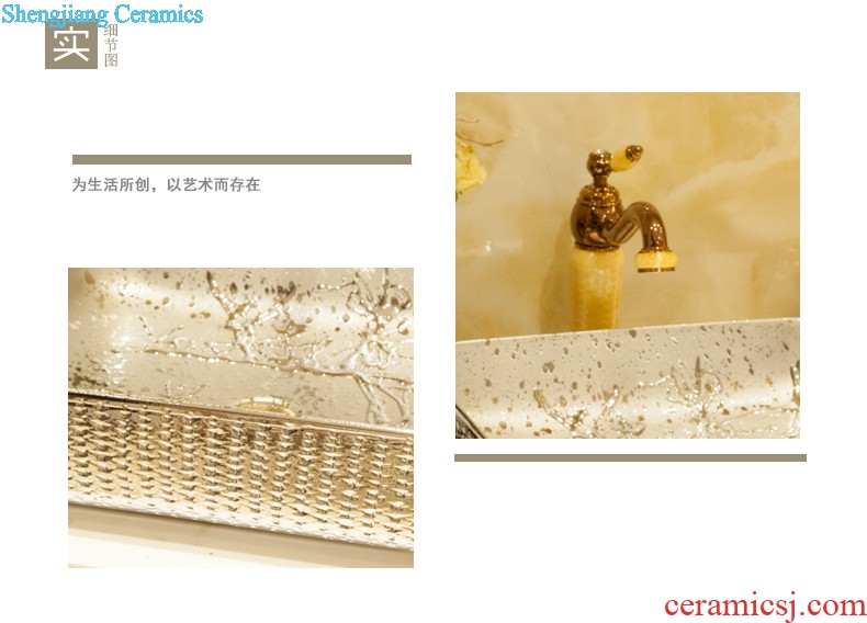 Post, qi stage basin ceramic lavabo gold-plated lavatory elliptical european-style bathroom art gold rings