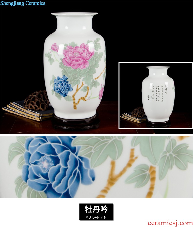 Jingdezhen ceramics lad peach thin foetus vases, flower arranging furnishing articles furnishing articles home sitting room adornment rich ancient frame