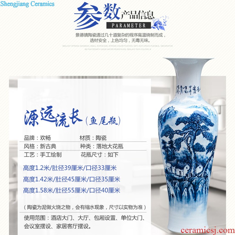 Hand-painted fruits of large vase blue and white porcelain of jingdezhen ceramics living room TV ark adornment furnishing articles