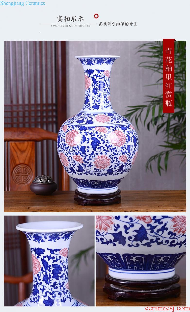 Jingdezhen ceramics of large vase furnishing articles large sitting room of Chinese style household adornment hand-painted porcelain arranging flowers