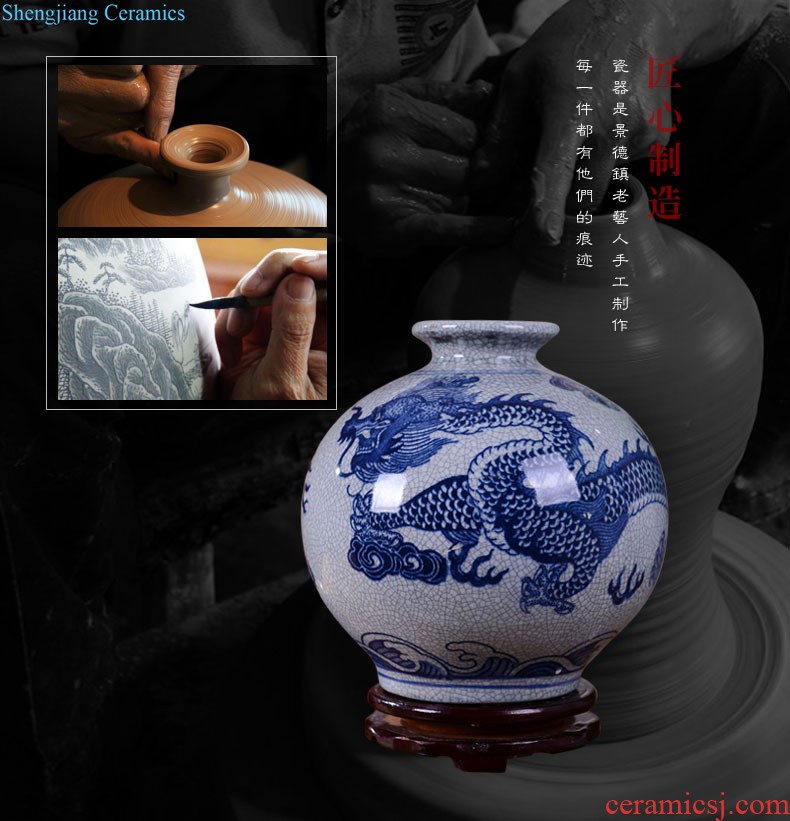 Jingdezhen ceramics hand blue and white porcelain vase large sitting room of new Chinese style household adornment TV ark furnishing articles