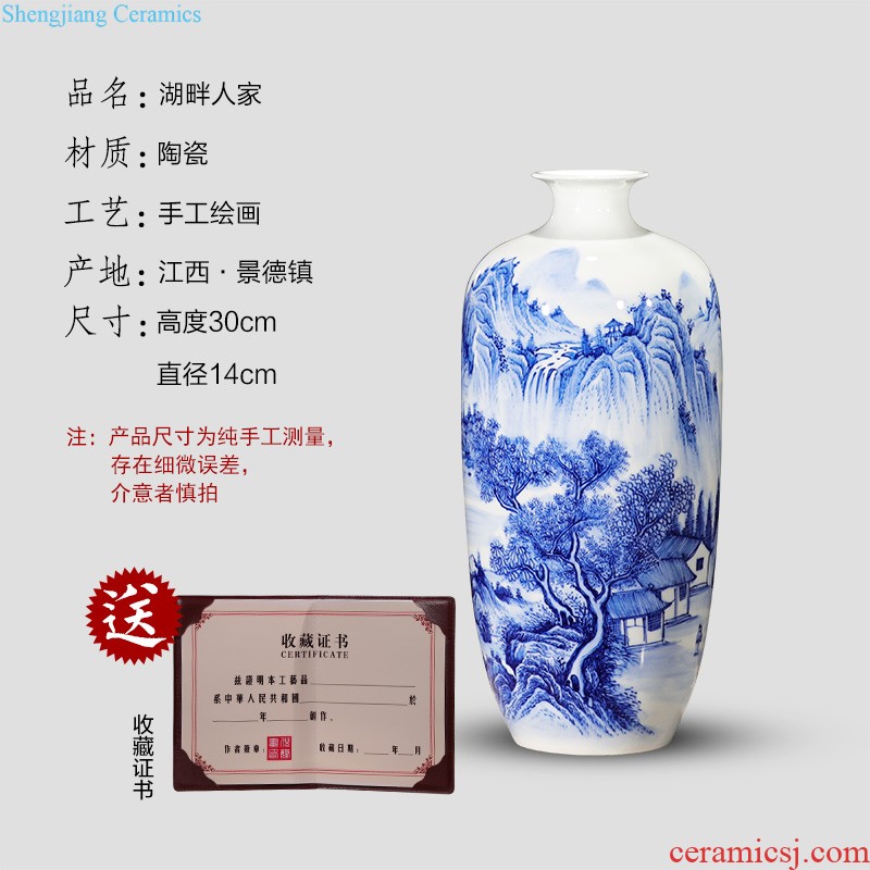 Jingdezhen ceramic green glaze antique vase floral organ living room flower arranging modern classical household rich ancient frame furnishing articles