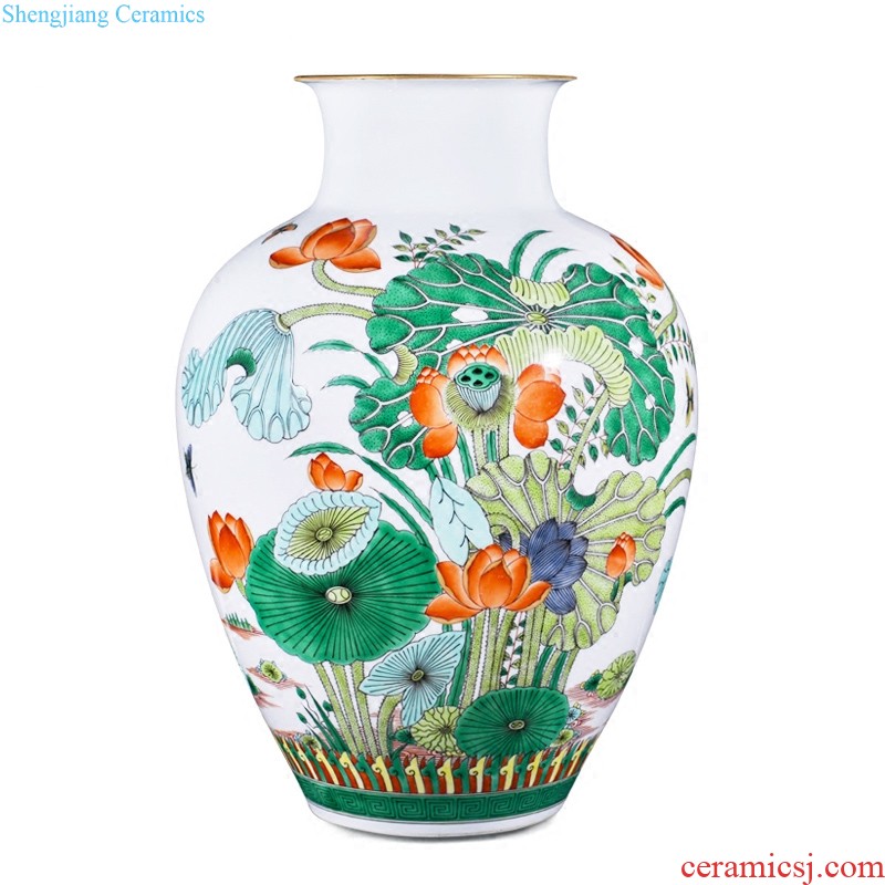 Jingdezhen blue and white ears flower arranging big ceramics imitation qing qianlong vase new Chinese style household adornment furnishing articles sitting room