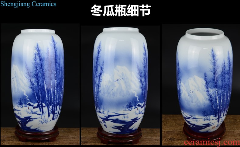 Jingdezhen ceramics Archaize peacock blue vase Chinese sitting room ark creative retro furnishing articles ornaments