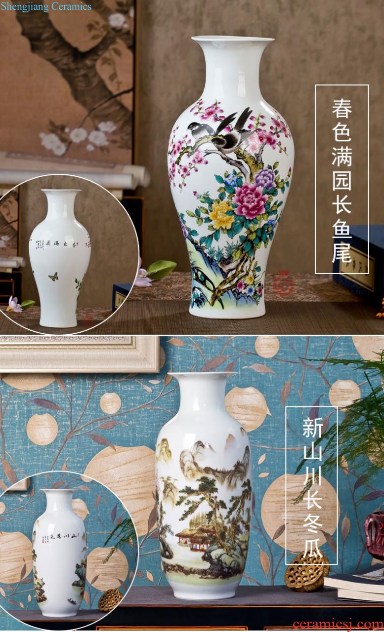 Jingdezhen ceramics glaze knife clay color hand-painted vases, flower arrangement sitting room place under contemporary and contracted household adornment