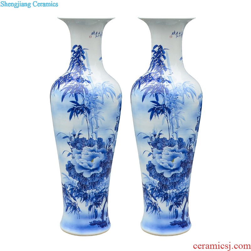 Jingdezhen ceramics big red vase hand-painted home sitting room ground study decorative furnishing articles calligraphy and painting scroll cylinder