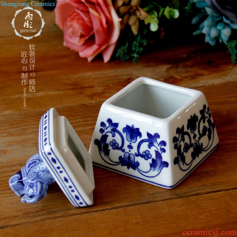 | jingdezhen blue and white ceramics/rain tong household contracted round ceramic pot furnishing articles Household adornment ornament