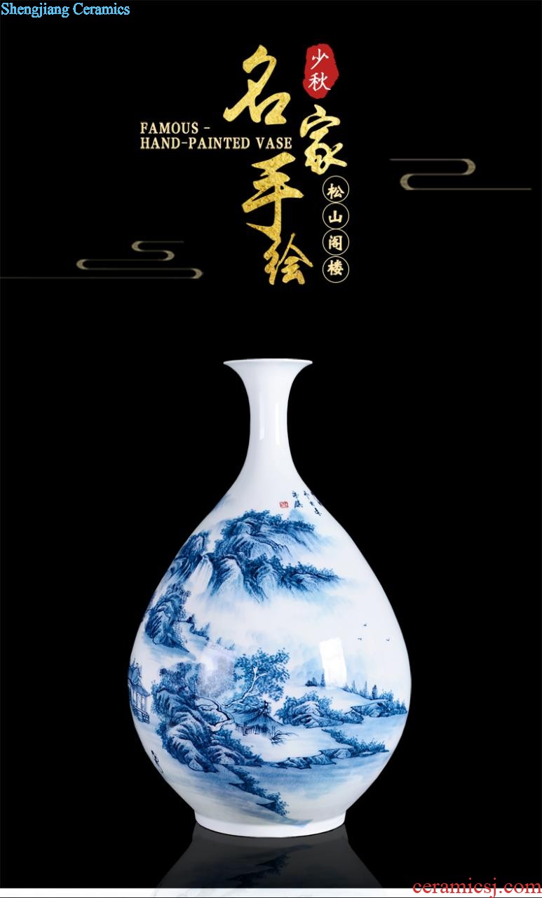 D2 jingdezhen ceramics binaural high landing big vase furnishing articles flower arranging archaize sitting room decoration home decoration