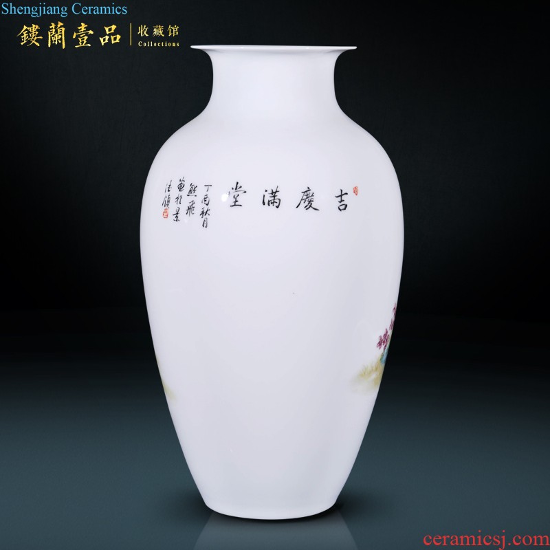 Master of jingdezhen ceramics hand-painted decorative flower vase new Chinese style living room TV cabinet porch is decorated collection