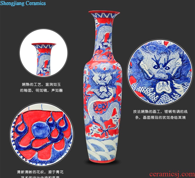 Jingdezhen ceramics of large vases, antique hand-painted fangming character home sitting room adornment is placed