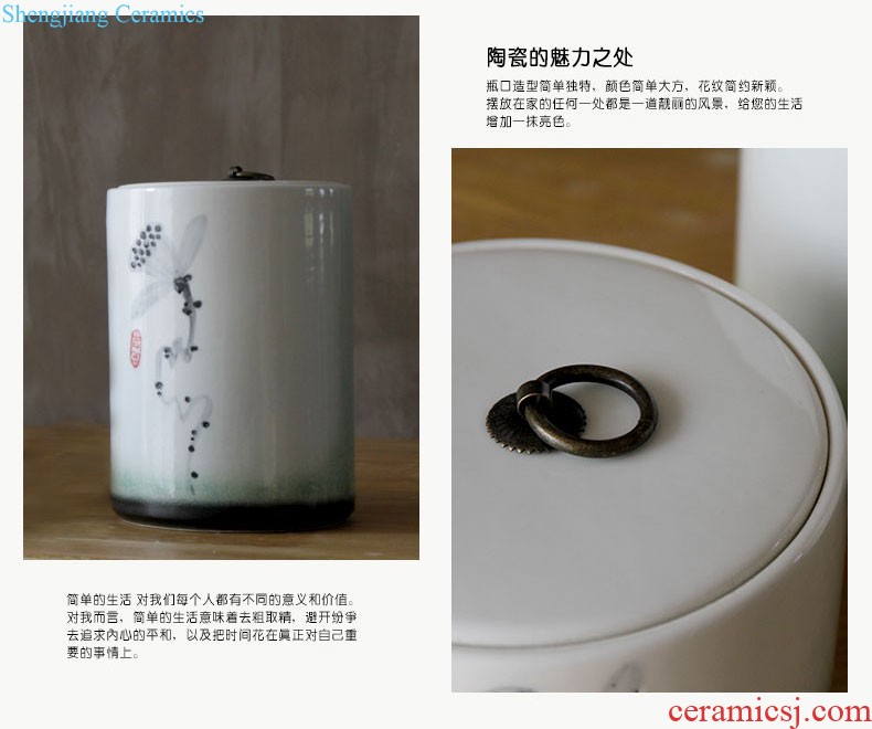 The rain tong home | jingdezhen Chinese zen furnishing articles The sitting room porch decoration ceramic blue round ceramic pot