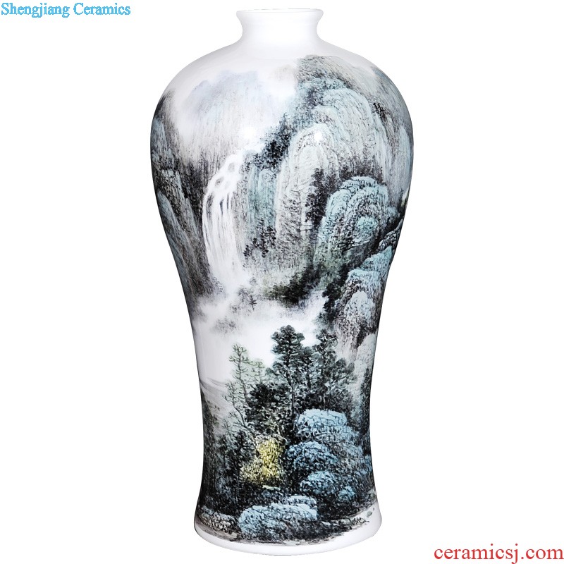 Jingdezhen ceramics vase pastel manual pick flowers flowers and birds Modern Chinese style household handicraft furnishing articles in the living room