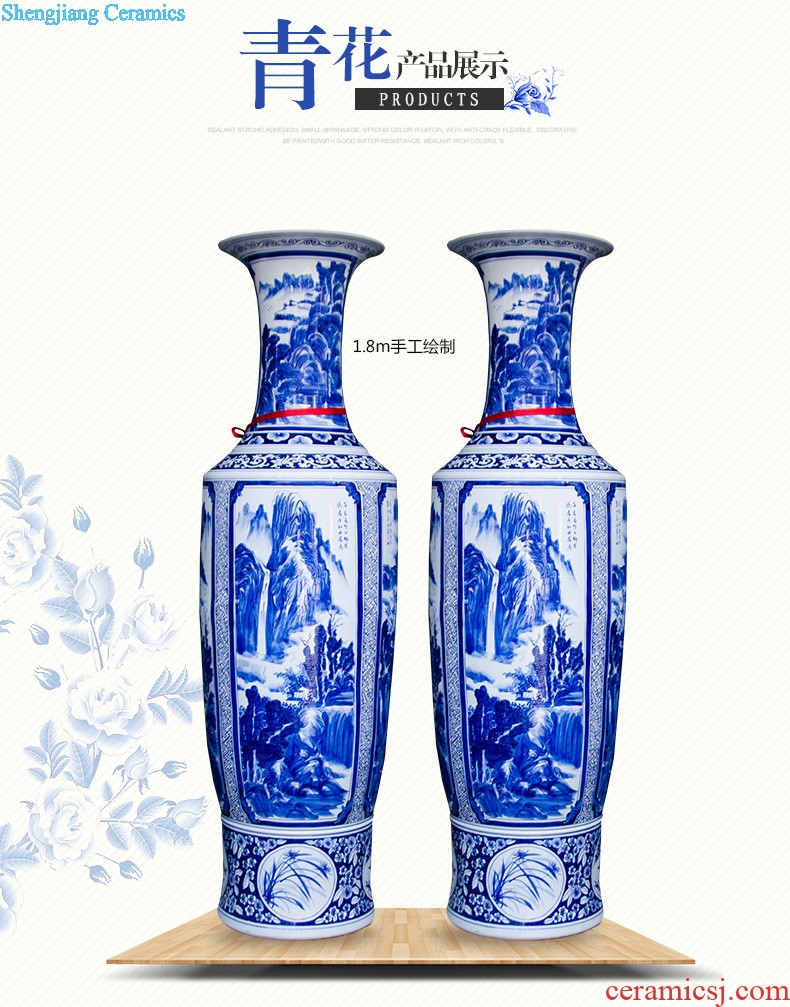 Sf62 jingdezhen ceramics of large blue and white porcelain vase carved dragon hand-painted quiver sitting room adornment is placed