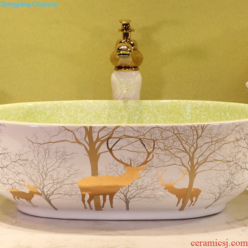 Retro ceramic toilet wash basin The stage basin sink European small household art basin of creative circle