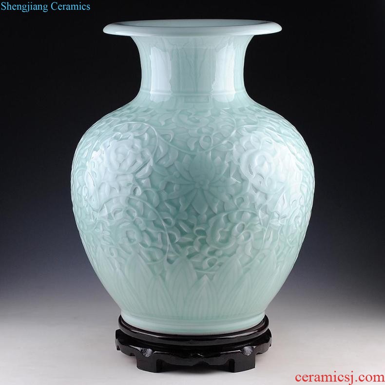 Jingdezhen ceramic vase large landing hand-painted jiangnan spring quiver hotel flower arrangement sitting room adornment is placed